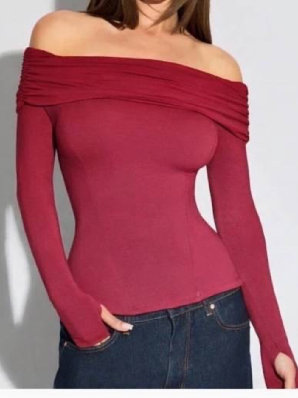 TA3 Shapey One Shoulder Top XL Rust Corset Sculpting Long Sleeve NWT